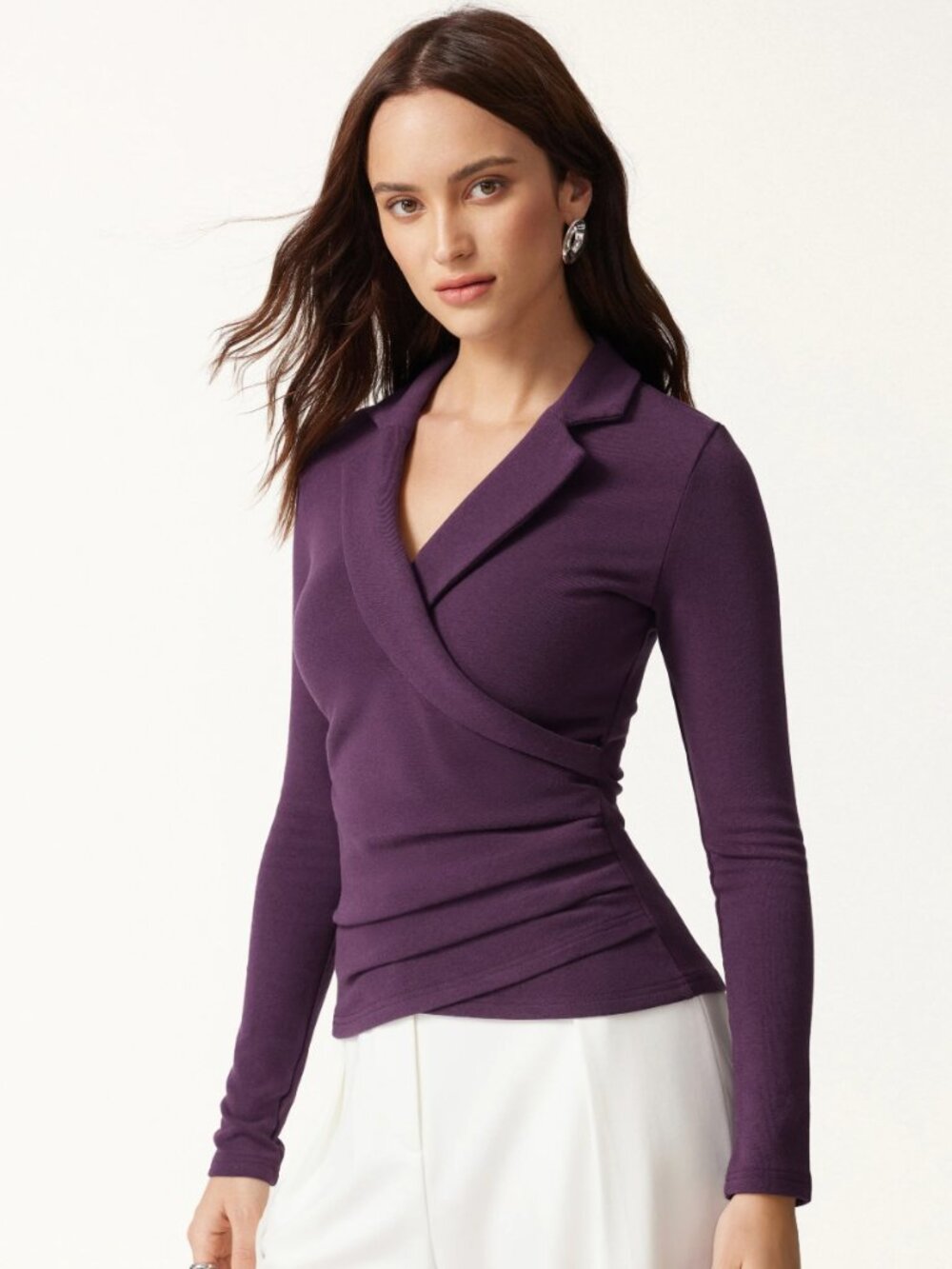 OGL MicroWarmTech™ ProWarm Collared Surplice Top Deep Fig / XS